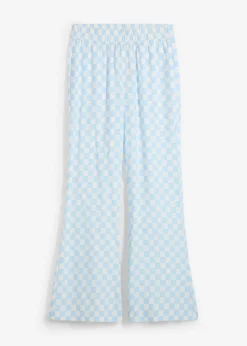 bonprix bonprix Pantalón Marlene de viscosa fluida con estampado de cuadros azul hielo-blanco lana a cuadros Best