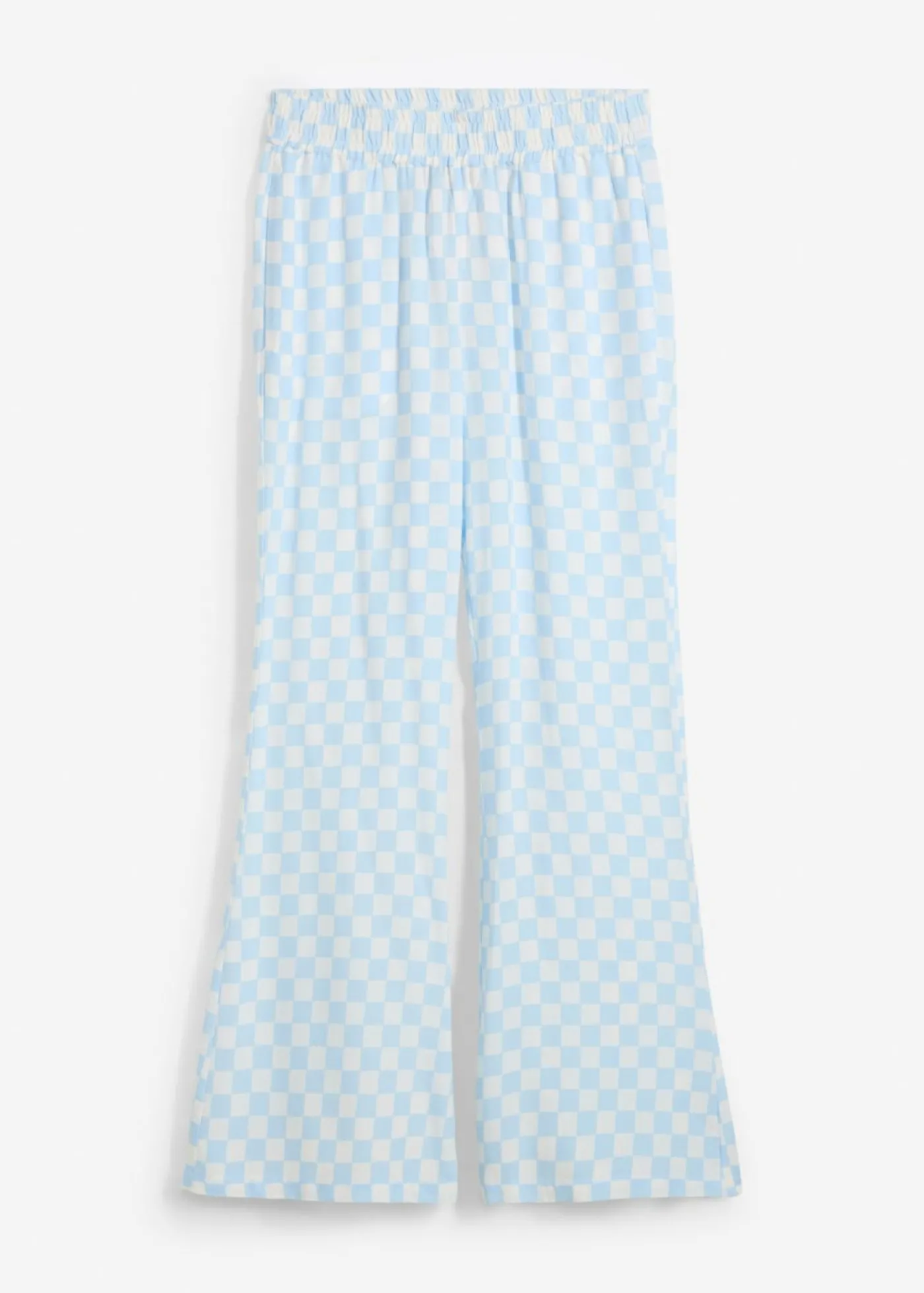 bonprix bonprix Pantalón Marlene de viscosa fluida con estampado de cuadros azul hielo-blanco lana a cuadros Best