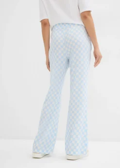 bonprix bonprix Pantalón Marlene de viscosa fluida con estampado de cuadros azul hielo-blanco lana a cuadros Best