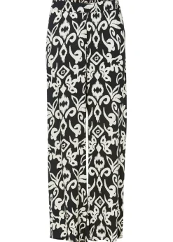 bonprix bonprix Pantalón Marlene estampado de viscosa fluida Negro-crema Online
