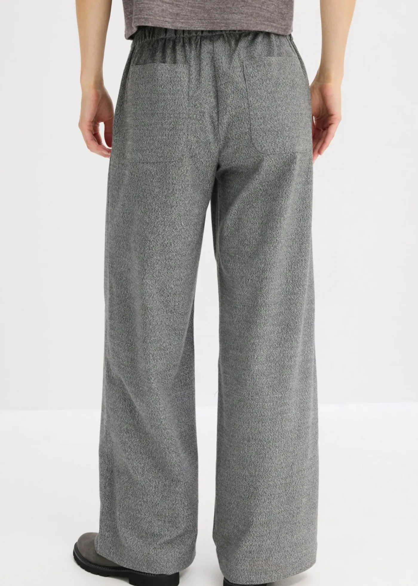 bonprix bonprix Pantalón palazzo con aspecto de lana antracita jaspeado moteado Best