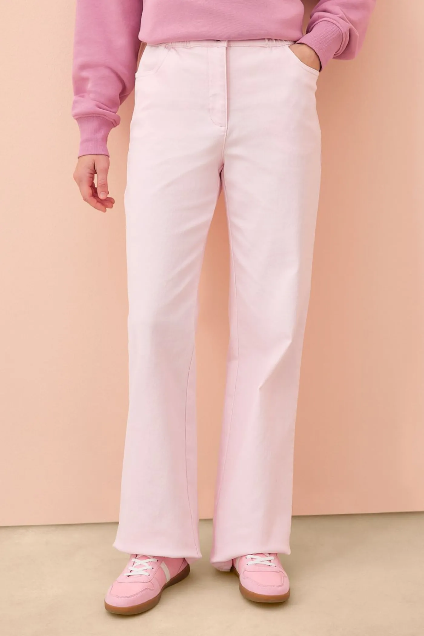 bonprix bonprix Pantalón palazzo con cinturilla cómoda y talle alto Rosa claro Clearance