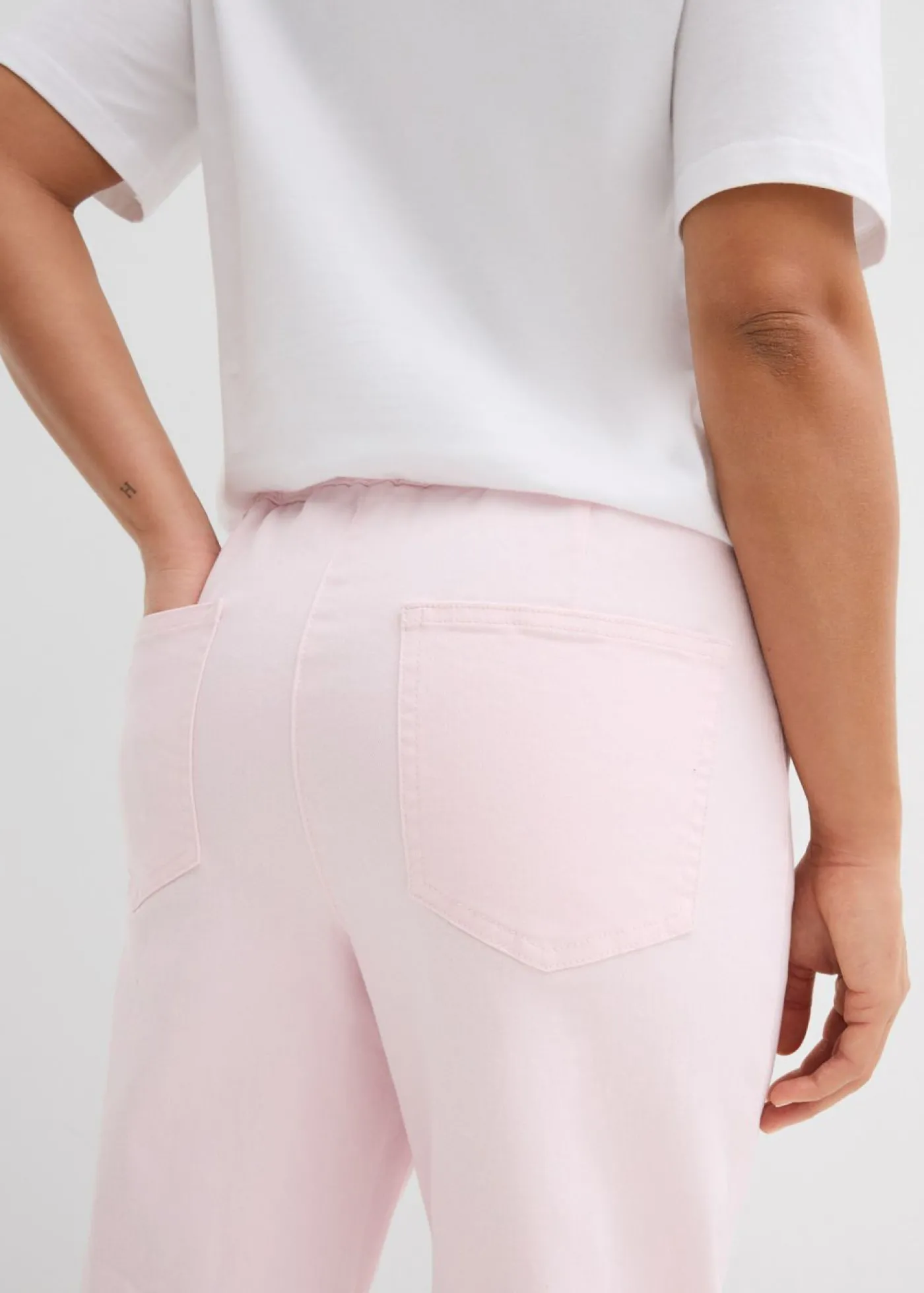 bonprix bonprix Pantalón palazzo con cinturilla cómoda y talle alto Rosa claro Clearance