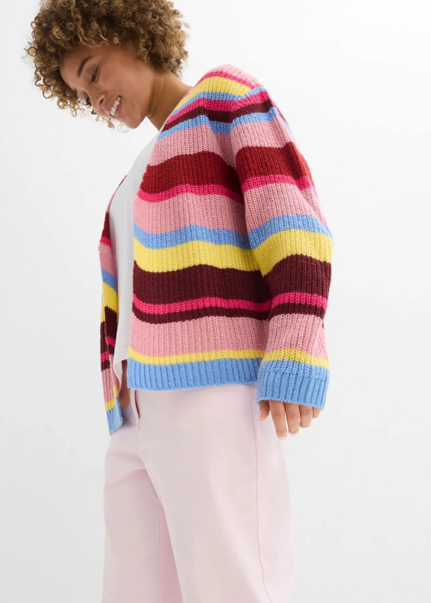 bonprix bonprix Pantalón palazzo con cinturilla cómoda y talle alto Rosa claro Clearance