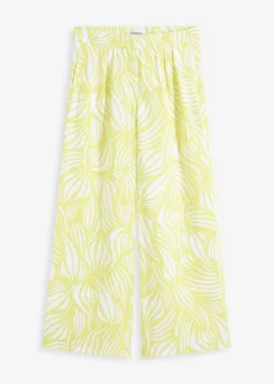 bonprix bonprix Pantalón palazzo con cintura cómoda amarillo cítrico-blanco lana Clearance