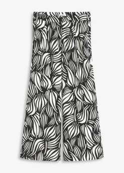 bonprix bonprix Pantalón palazzo con cintura cómoda Negro-blanco lana Clearance