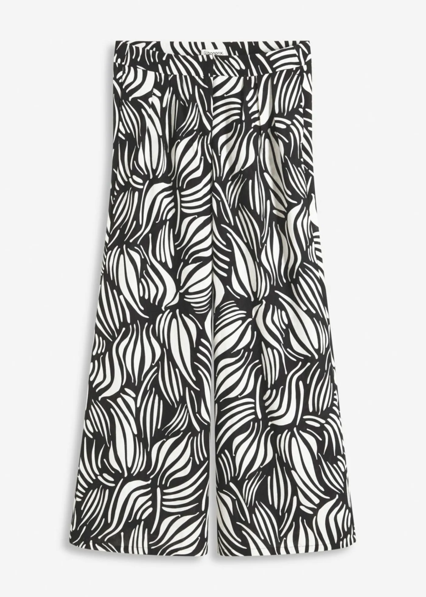 bonprix bonprix Pantalón palazzo con cintura cómoda Negro-blanco lana Clearance