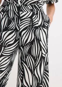 bonprix bonprix Pantalón palazzo con cintura cómoda Negro-blanco lana Clearance