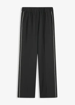bonprix bonprix Pantalón palazzo con rayas decorativas Negro Outlet