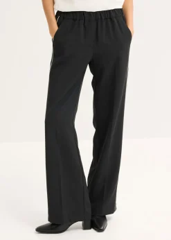 bonprix bonprix Pantalón palazzo con rayas decorativas Negro Outlet