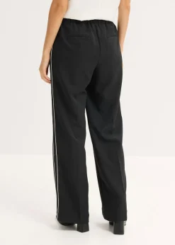 bonprix bonprix Pantalón palazzo con rayas decorativas Negro Outlet