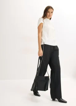 bonprix bonprix Pantalón palazzo con rayas decorativas Negro Outlet