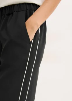 bonprix bonprix Pantalón palazzo con rayas decorativas Negro Outlet