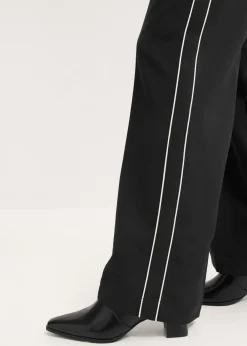bonprix bonprix Pantalón palazzo con rayas decorativas Negro Outlet
