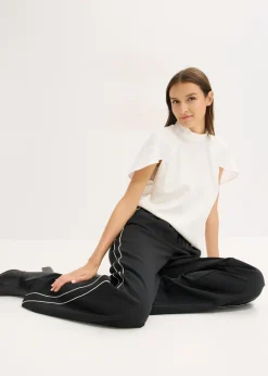 bonprix bonprix Pantalón palazzo con rayas decorativas Negro Outlet