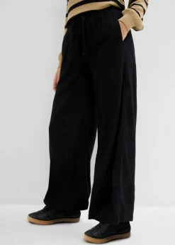 bonprix bonprix Pantalón palazzo de algodón puro Negro Online