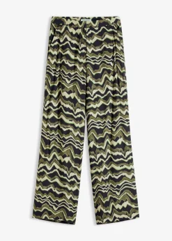 bonprix bonprix Pantalón palazzo de crepé de viscosa Verde oliva oscuro Online