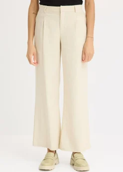 bonprix bonprix Pantalón palazzo de lino Arena claro Outlet