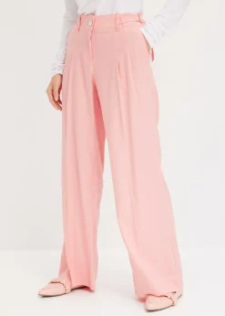 bonprix bonprix Pantalón palazzo de mezcla de lino ligero rosa pálido Hot