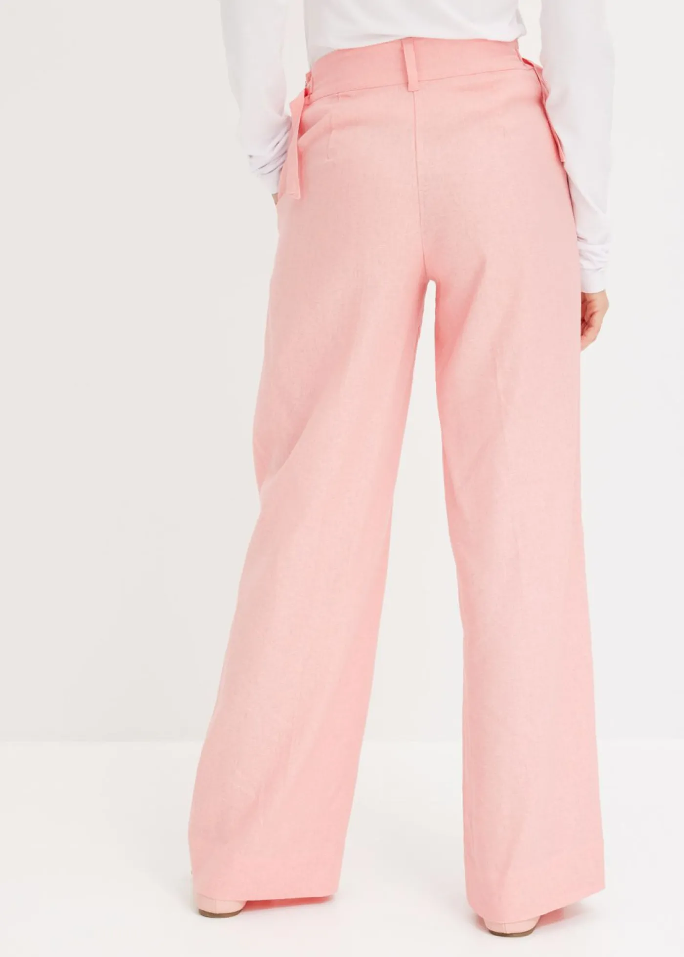 bonprix bonprix Pantalón palazzo de mezcla de lino ligero rosa pálido Hot