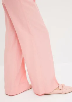 bonprix bonprix Pantalón palazzo de mezcla de lino ligero rosa pálido Hot