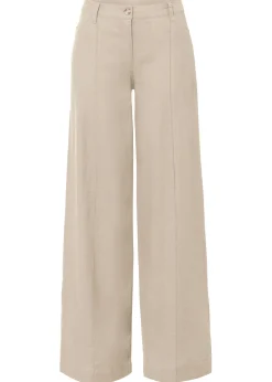 bonprix bonprix Pantalón palazzo de mezcla de lino Beige Sale
