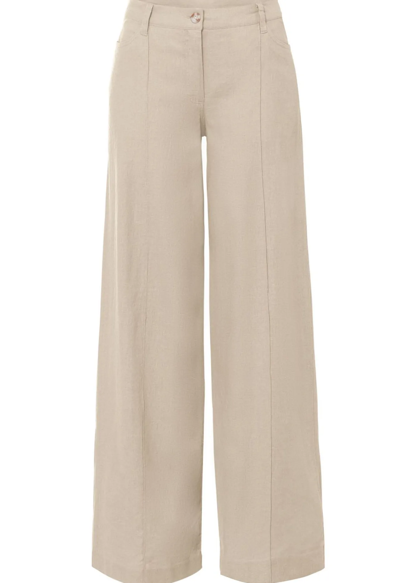 bonprix bonprix Pantalón palazzo de mezcla de lino Beige Sale