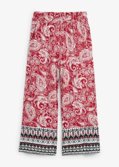 bonprix bonprix Pantalón palazzo de mezcla suave de viscosa rojo cayena de flores