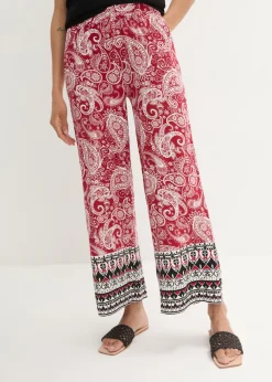 bonprix bonprix Pantalón palazzo de mezcla suave de viscosa rojo cayena de flores