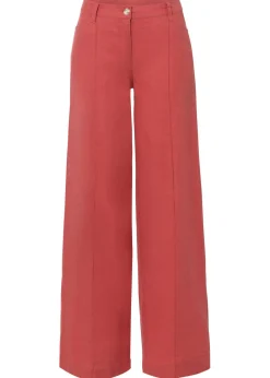 bonprix bonprix Pantalón palazzo de mezcla de lino rojo mate Clearance