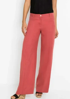 bonprix bonprix Pantalón palazzo de mezcla de lino rojo mate Clearance