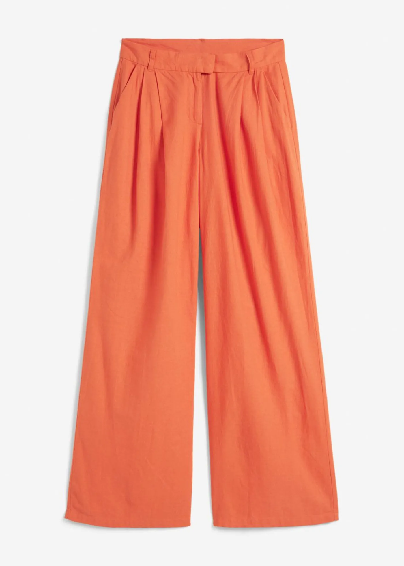 bonprix bonprix Pantalón palazzo de mezcla ligera de viscosa y lino Naranja cobrizo Best