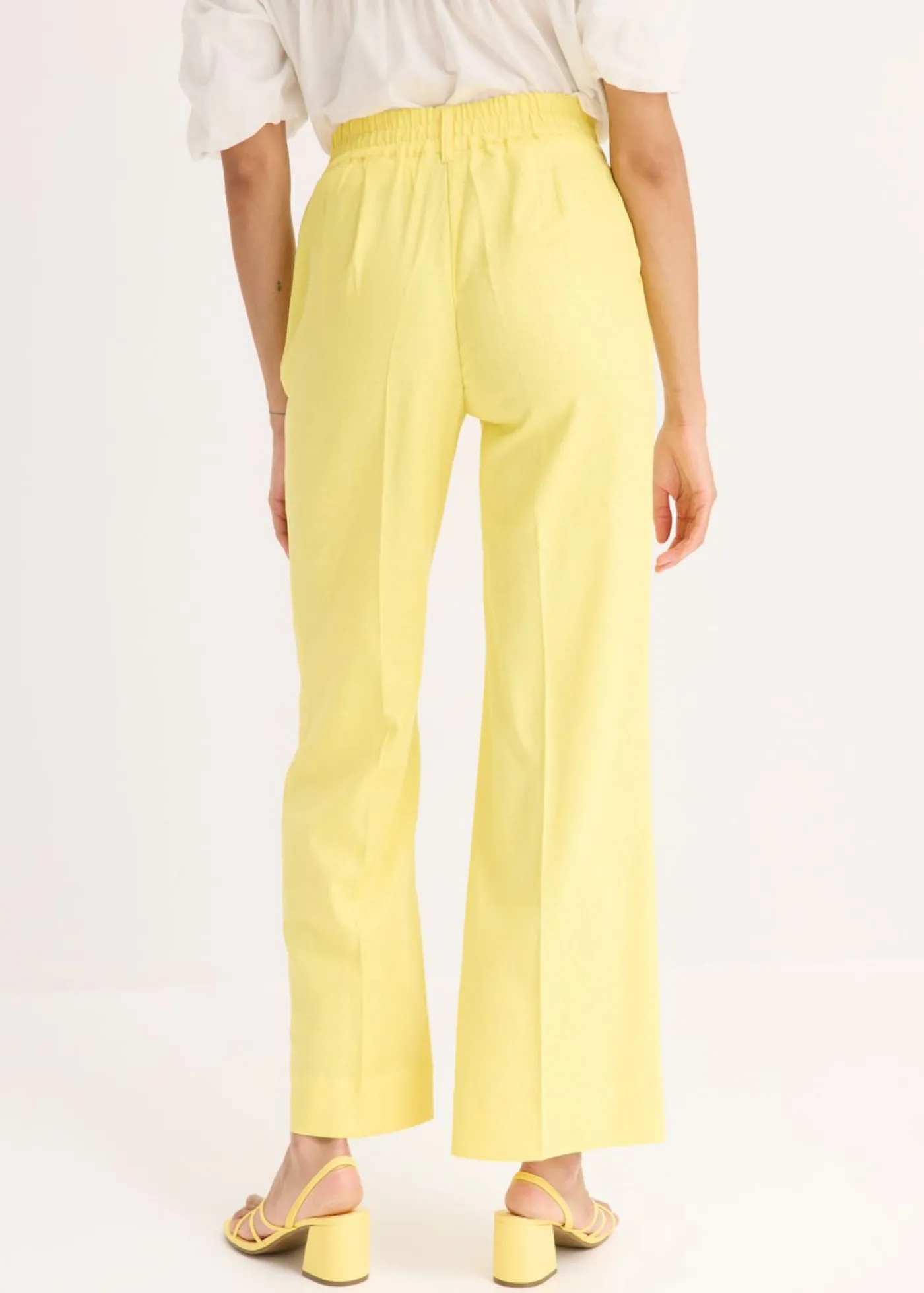 bonprix bonprix Pantalón palazzo de mezcla de lino Amarillo suave Best