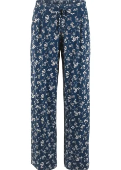 bonprix bonprix Pantalón palazzo de mezcla de viscosa Azul marino de flores Hot