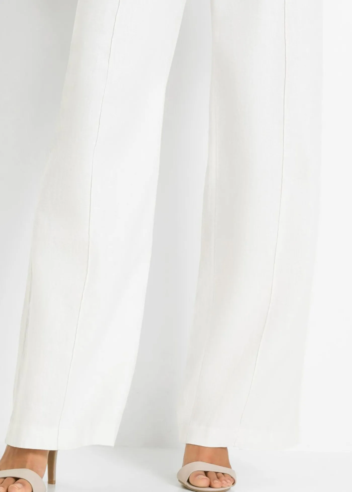 bonprix bonprix Pantalón palazzo de mezcla de lino Blanco