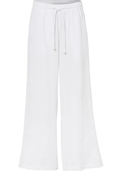 bonprix bonprix Pantalón palazzo de muselina Blanco Best