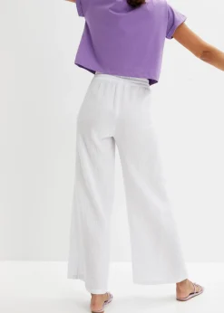 bonprix bonprix Pantalón palazzo de muselina Blanco Best