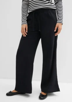 bonprix bonprix Pantalón palazzo de muselina Negro Outlet