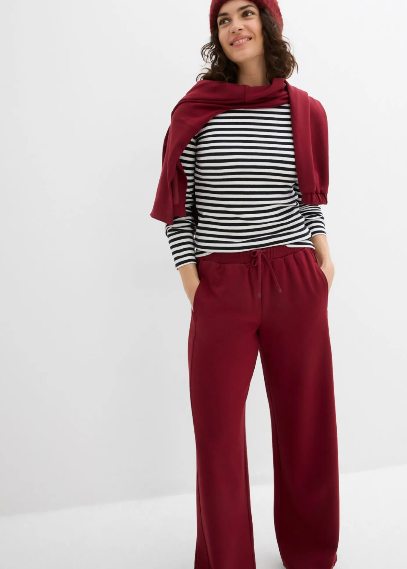 bonprix bonprix Pantalón palazzo de neopreno suave Rojo rubí Best