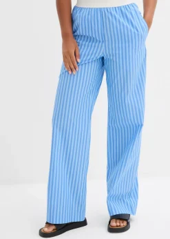 bonprix bonprix Pantalón palazzo de popelina azul glaciar-azul bebé rayas verticales Clearance