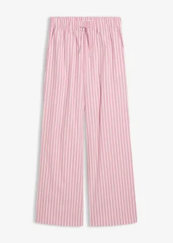 bonprix bonprix Pantalón palazzo de popelín de algodón rosa claro-malva rayas verticales Outlet