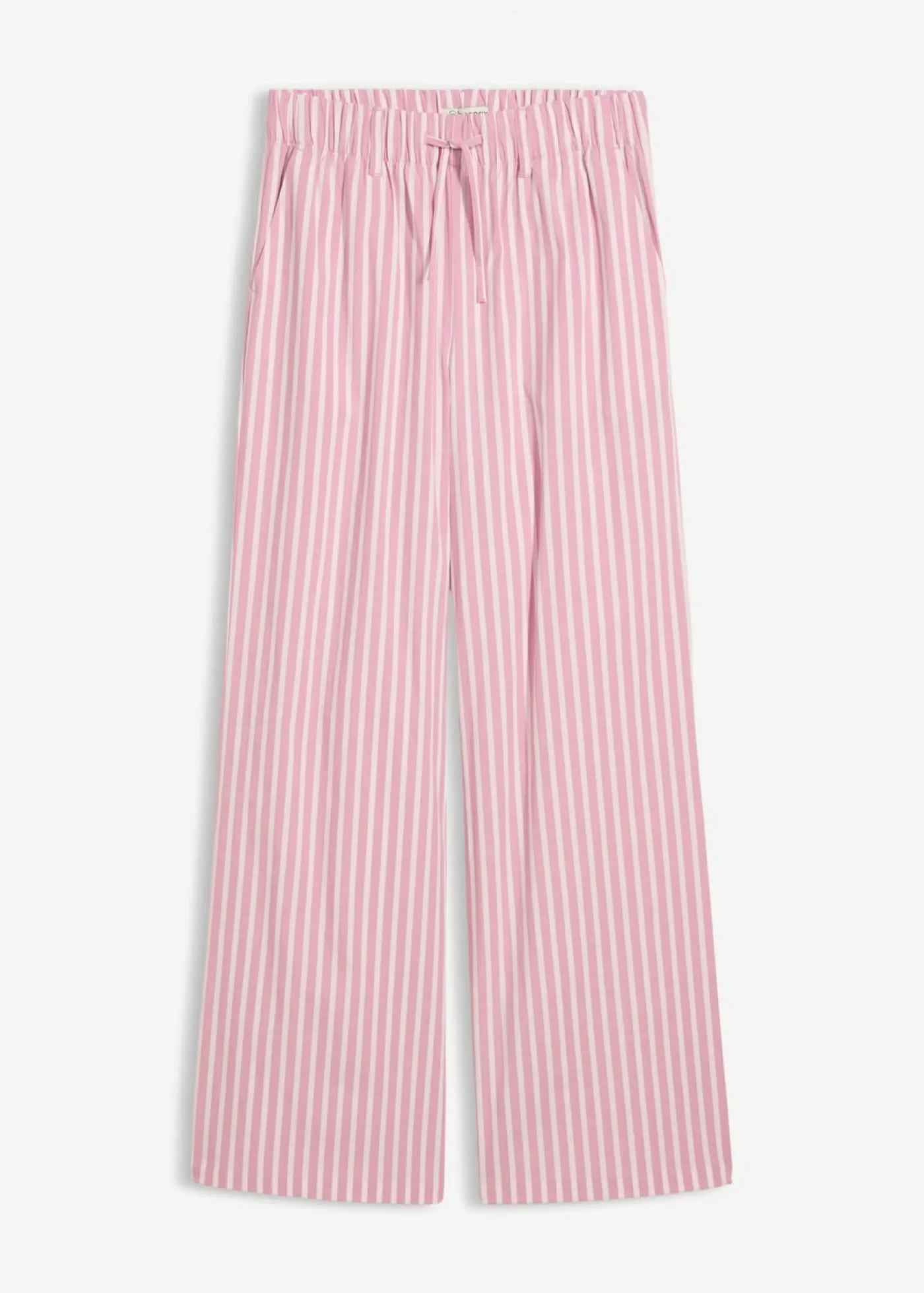 bonprix bonprix Pantalón palazzo de popelín de algodón rosa claro-malva rayas verticales Outlet