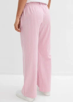 bonprix bonprix Pantalón palazzo de popelín de algodón rosa claro-malva rayas verticales Outlet