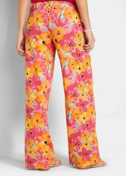 bonprix bonprix Pantalón Palazzo de punto de mezcla de viscosa Pink lady de flores Discount