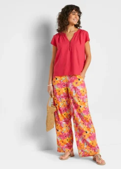 bonprix bonprix Pantalón Palazzo de punto de mezcla de viscosa Pink lady de flores Discount