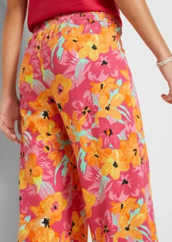 bonprix bonprix Pantalón Palazzo de punto de mezcla de viscosa Pink lady de flores Discount