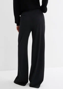 bonprix bonprix Pantalón palazzo de Punto di Roma cómodo Negro Hot