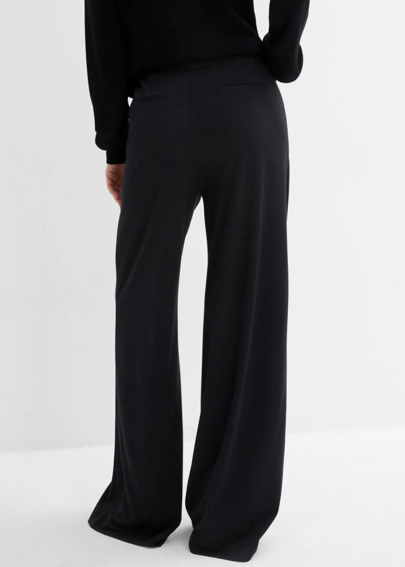 bonprix bonprix Pantalón palazzo de Punto di Roma cómodo Negro Hot