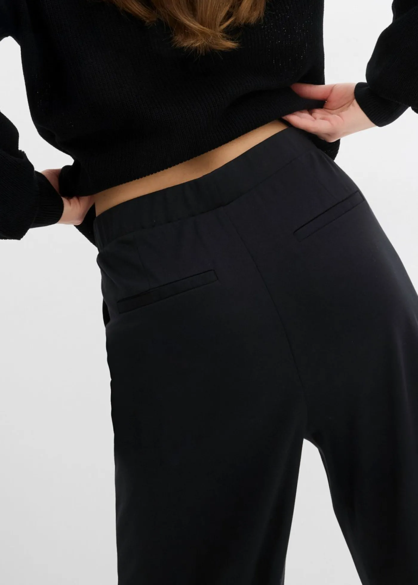bonprix bonprix Pantalón palazzo de Punto di Roma cómodo Negro Hot