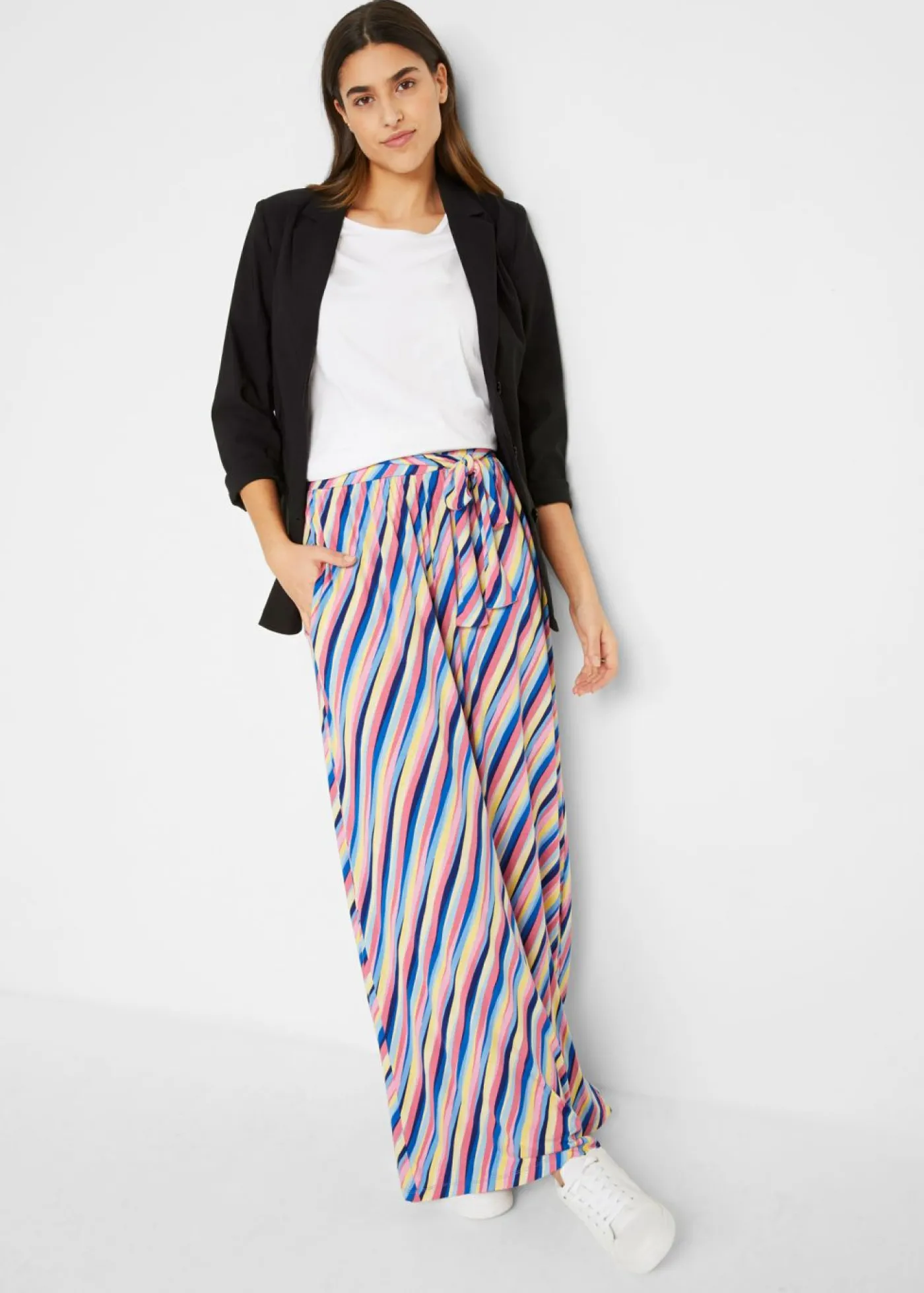 bonprix bonprix Pantalón Palazzo de punto de mezcla de viscosa Multicolor de rayas Online